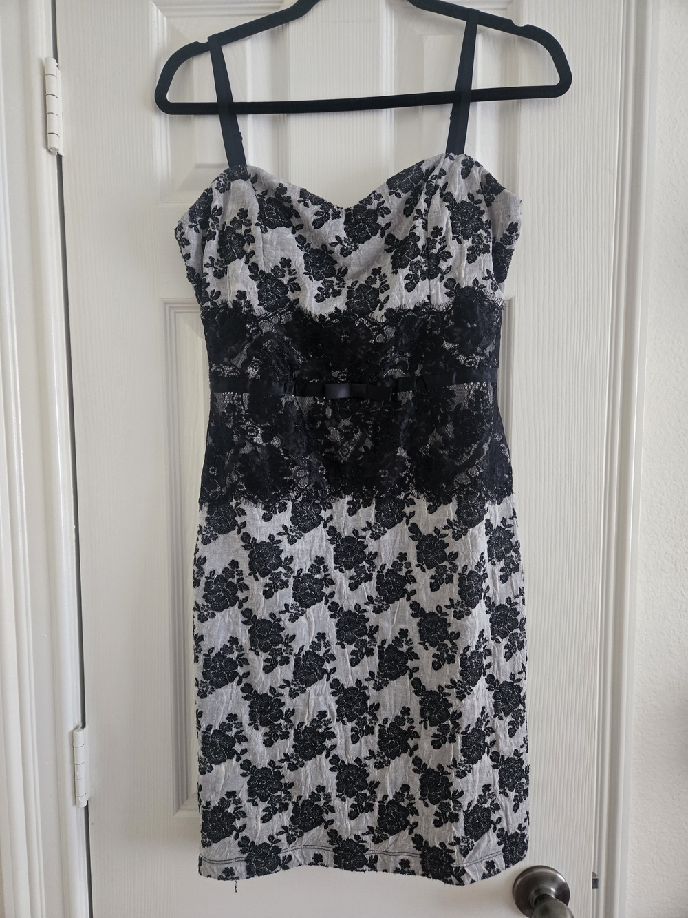 Black and White Lace-Overlay Dress